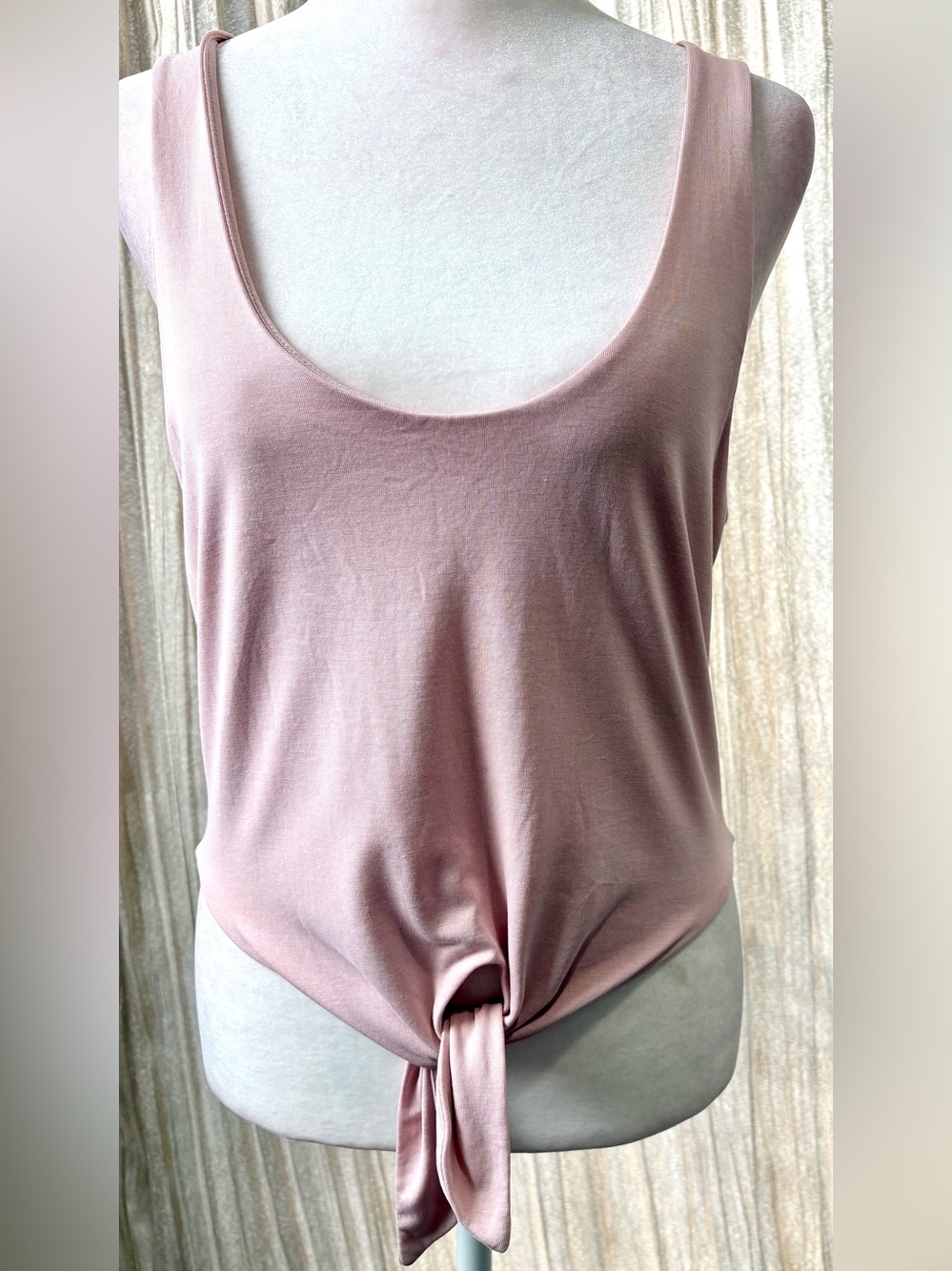 Me to We Dusty Pink Modal Blend Tie Front Tank Top XS